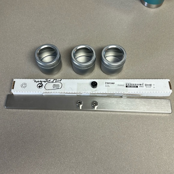 Two IKEA magnetic strips and three magnetic containers - Picture 1 of 3